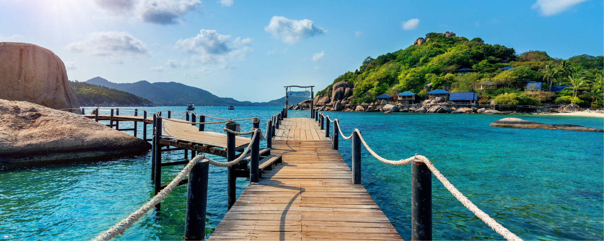 Tropical destination with pier